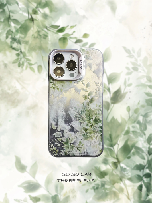 Artistic Metallic Luster Spring Foliage Phone Case Chinoiserie IMD-SSL