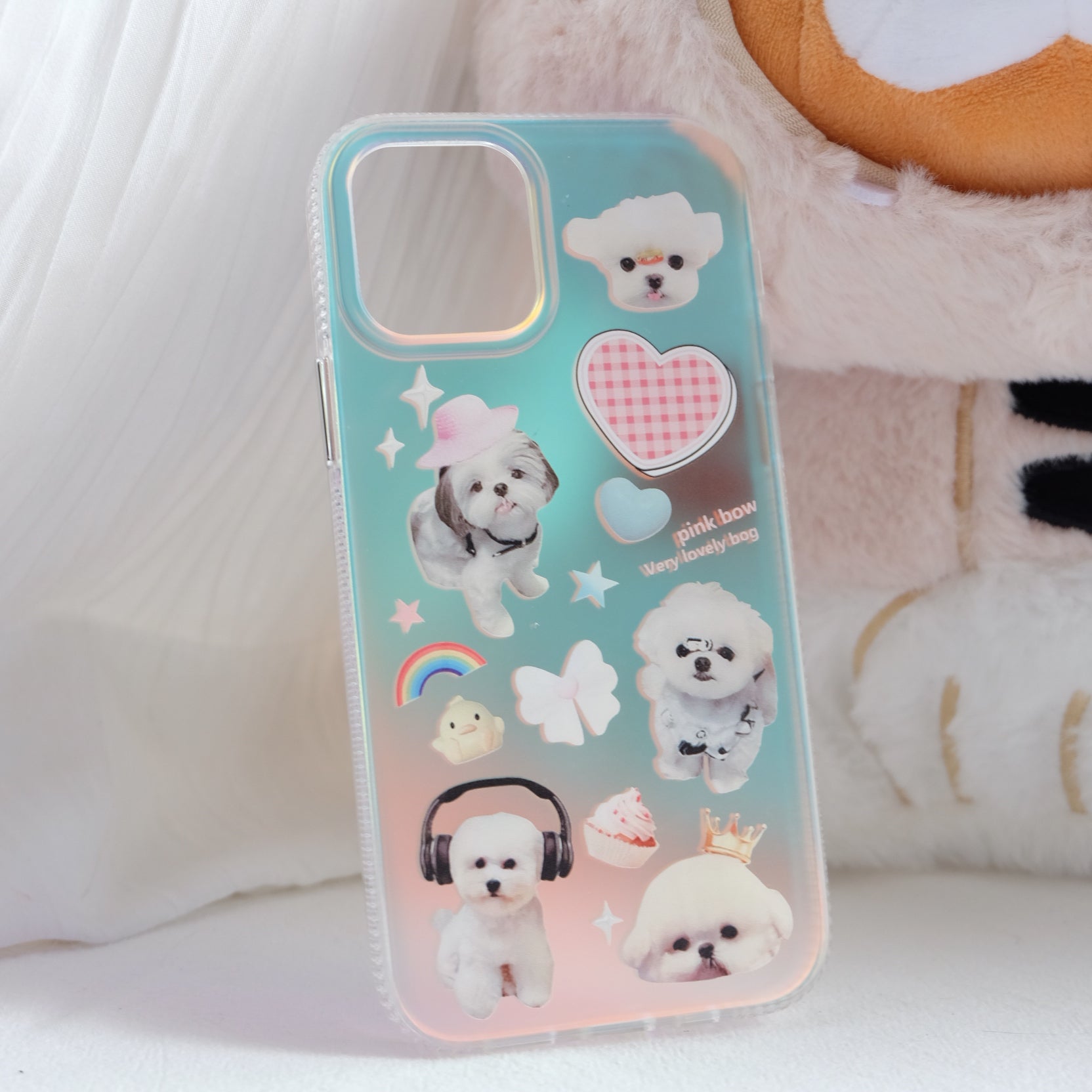 Pink bow very lovely dog laser phone case | phone accessories | Three Fleas