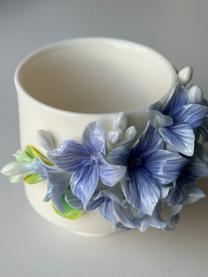 Blue Hydrangea Ceramic Cup