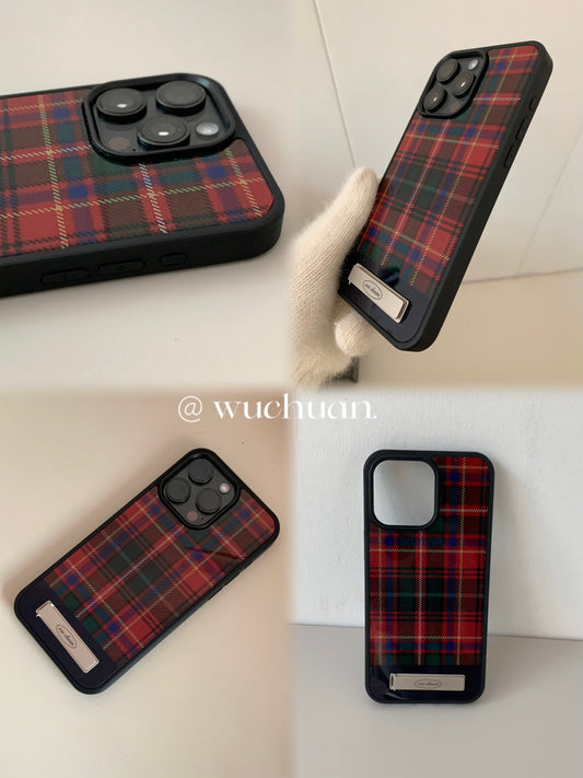 Red Plaid Phone Case with Stand