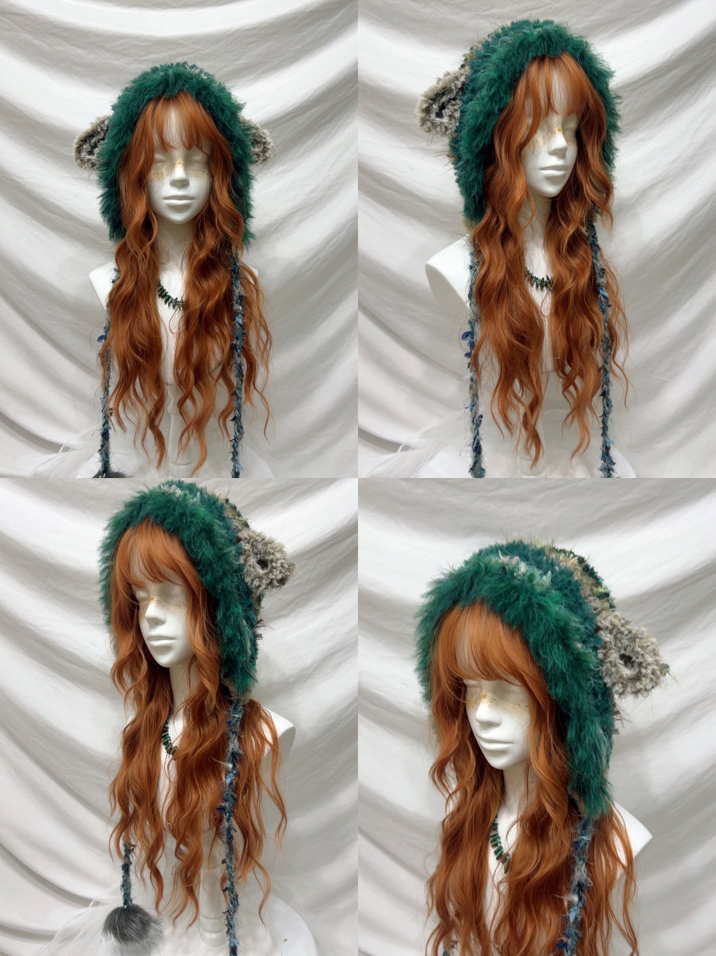 Fluffy Animal Ear Pom-Pom Crochet Hat