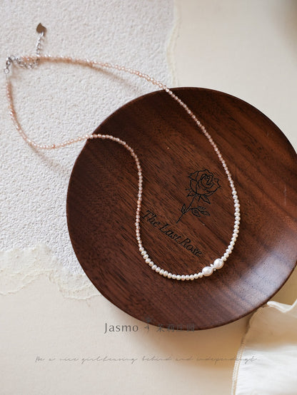 2.5-3 mm Freshwater Pearl Zircon Necklace