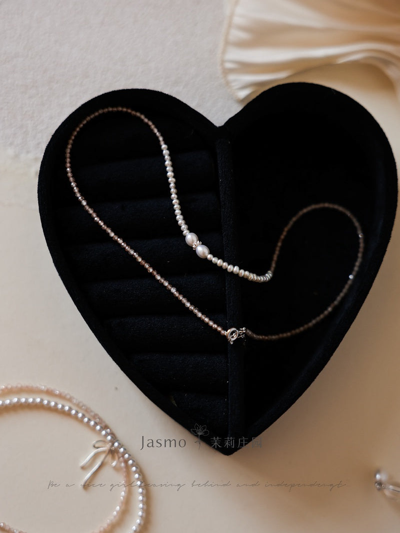 2.5-3 mm Freshwater Pearl Zircon Necklace