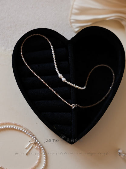 2.5-3 mm Freshwater Pearl Zircon Necklace