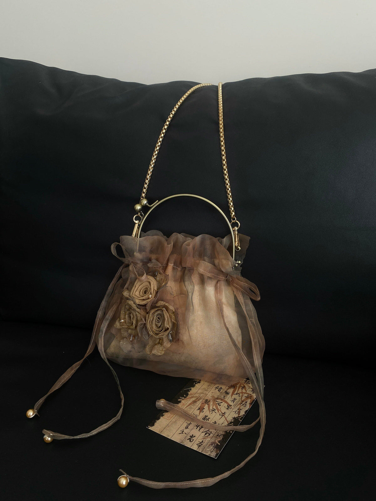 Ashen Rose Kiss-Lock Chain Bag