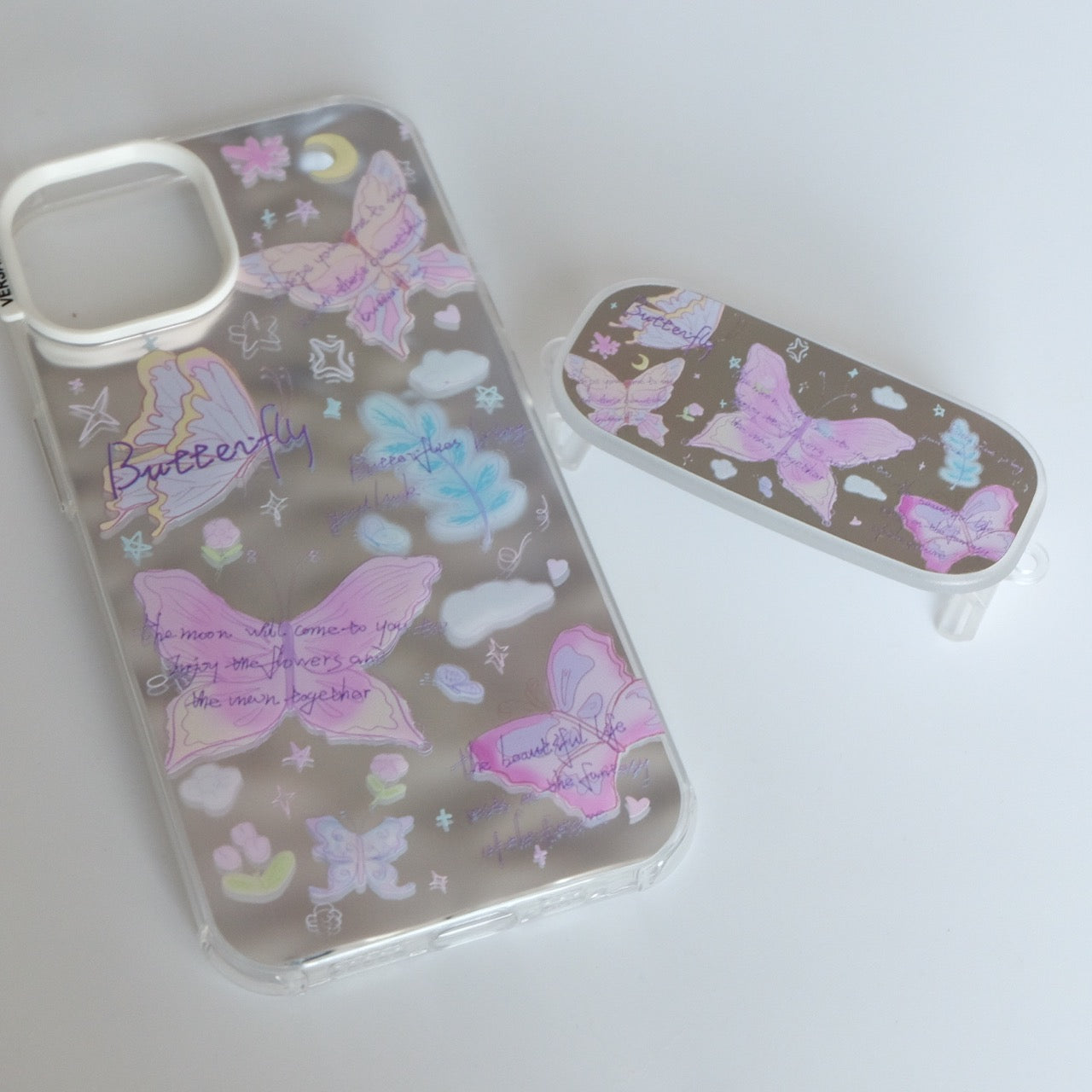 Butterfly Printed Metallic Water Ripple Phone Case