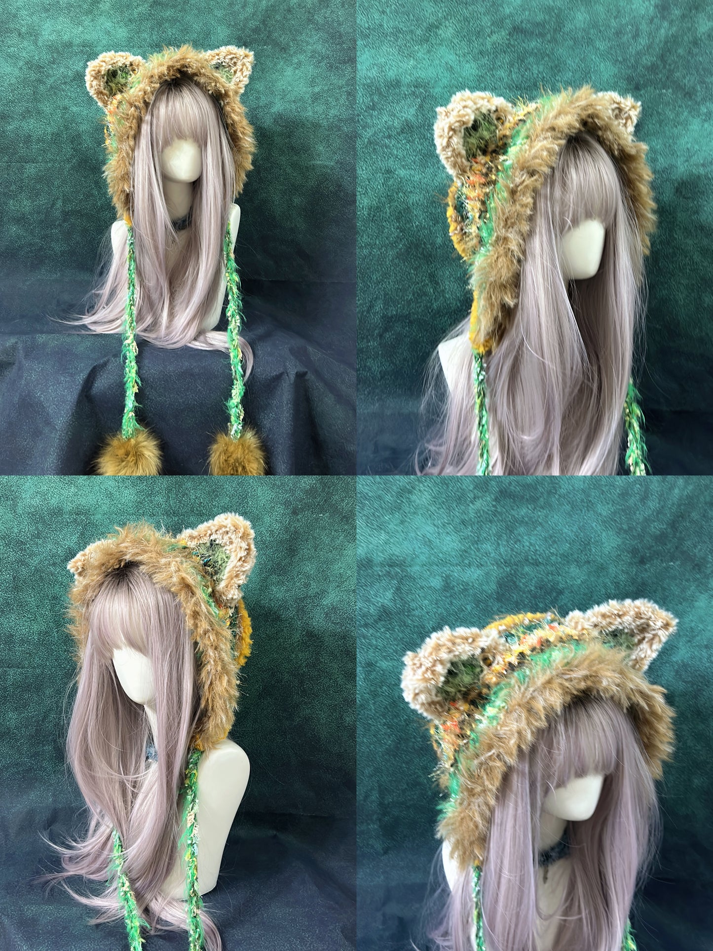 Animal Ear Pom-Pom Crochet Hat