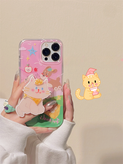 Happy with my cat and dog friend phone case | phone accessories | Three Fleas