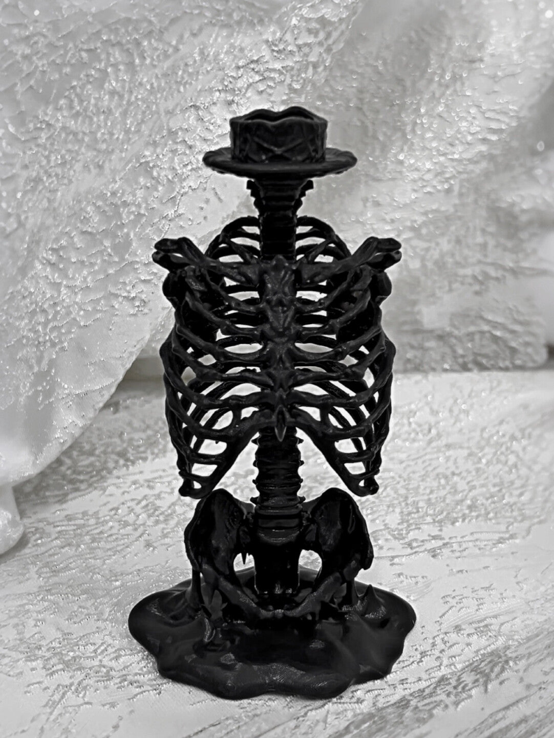 3D Printed Dark Gothic Rib Candle Holder