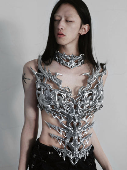 3D Printed Silver Battle Angel Chestplate