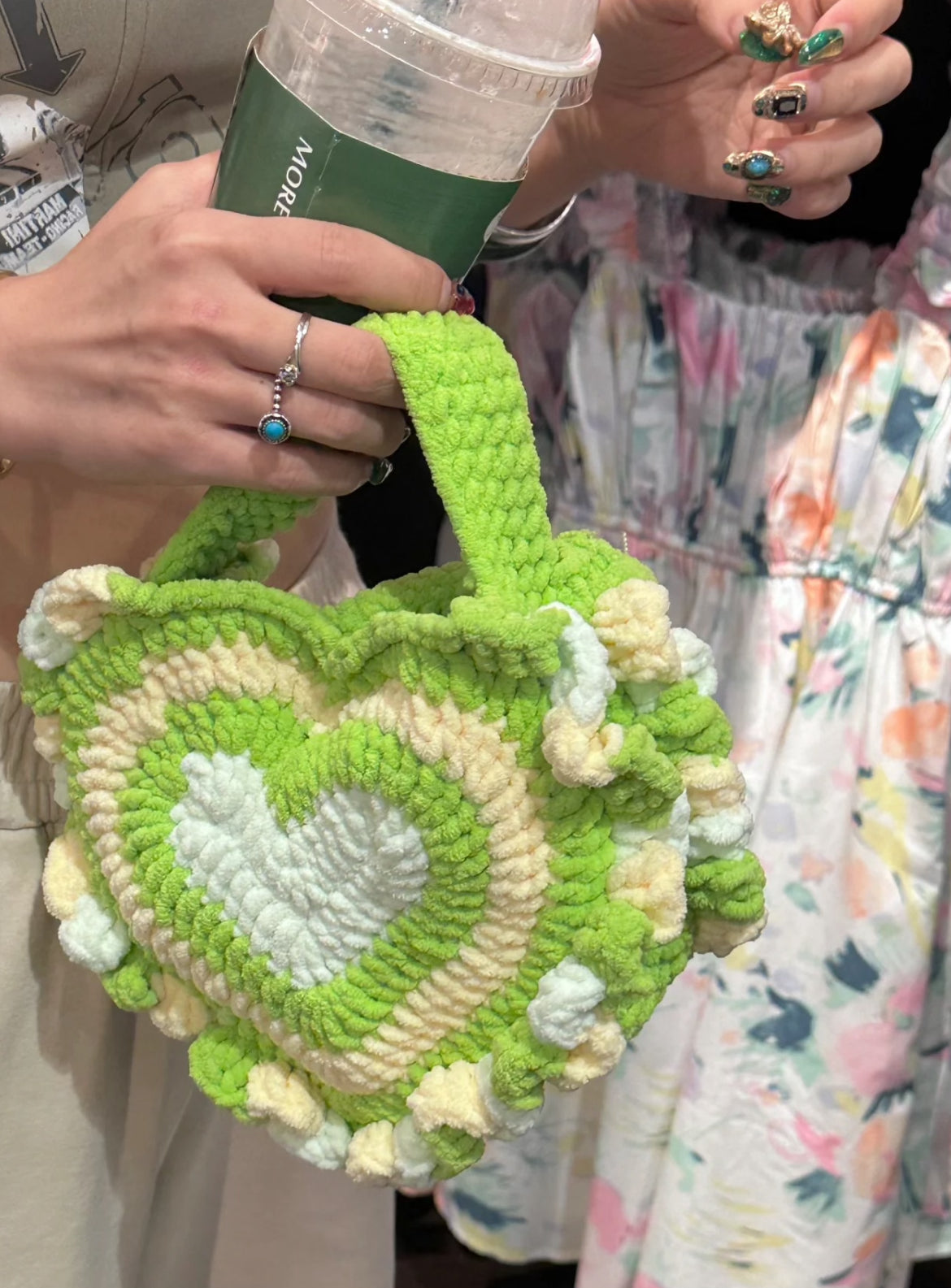 Green Heart Handmade Crochet Handbag