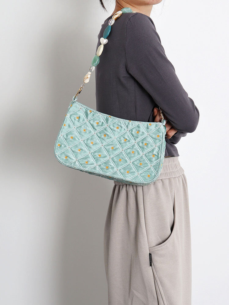 Vintage Green Beaded Shoulder Bag | bag | Three Fleas