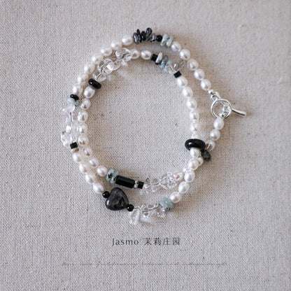 4-4.4mm Freshwater Pearl Crystal Beaded Necklace