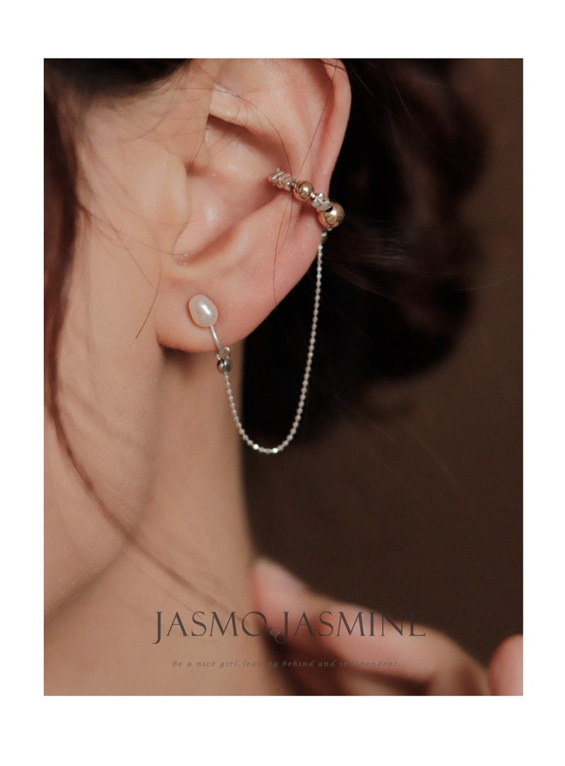 4.5-6mm Baroque Pearl Asymmetrical Earrings