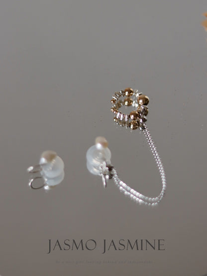 4.5-6mm Baroque Pearl Asymmetrical Earrings