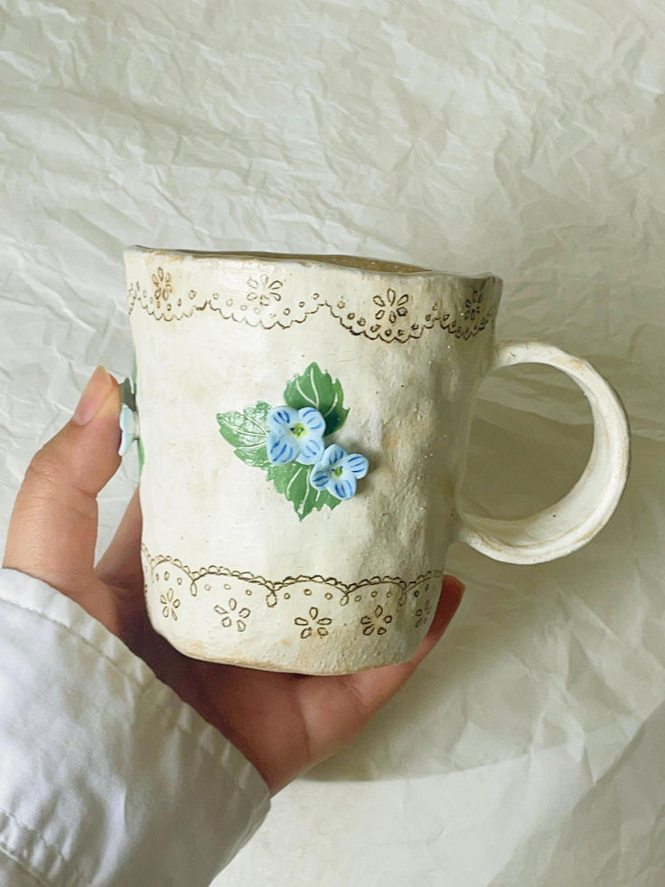 Blue Flower Hand-Painted Ceramic Plate