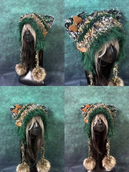 Sweet Animal Ear Pom-Pom Crochet Hat