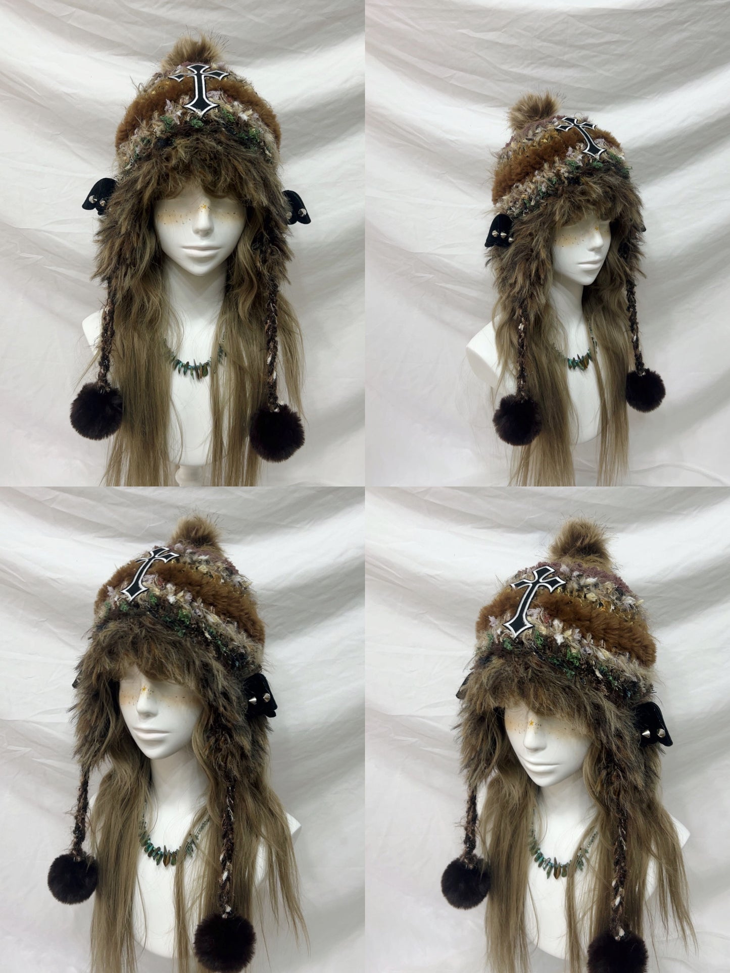 Cute Animal Ear Pom-Pom Crochet Hat