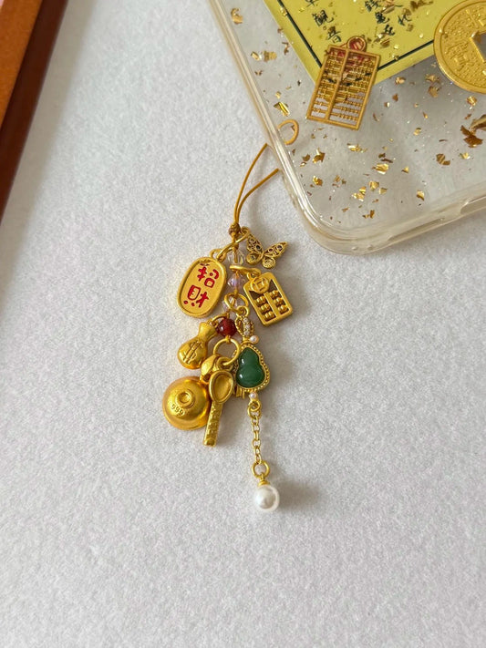 Fortune Jade Gourd Tassel Pendant With Phone Case