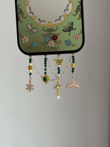 Elegent Green Jade Beaded Pendant With Phone Case