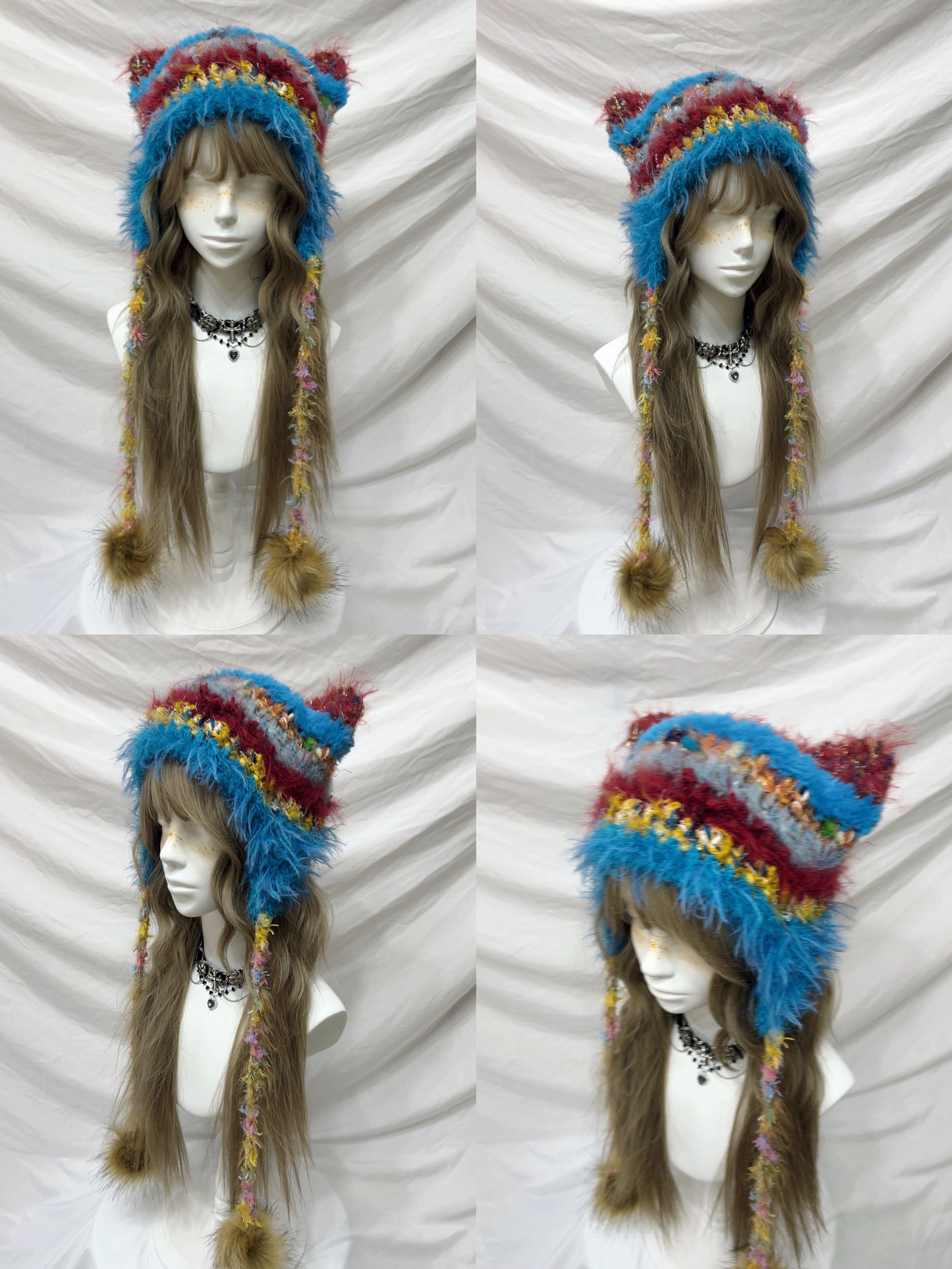 Animal Ear Pom-Pom Crochet Hat