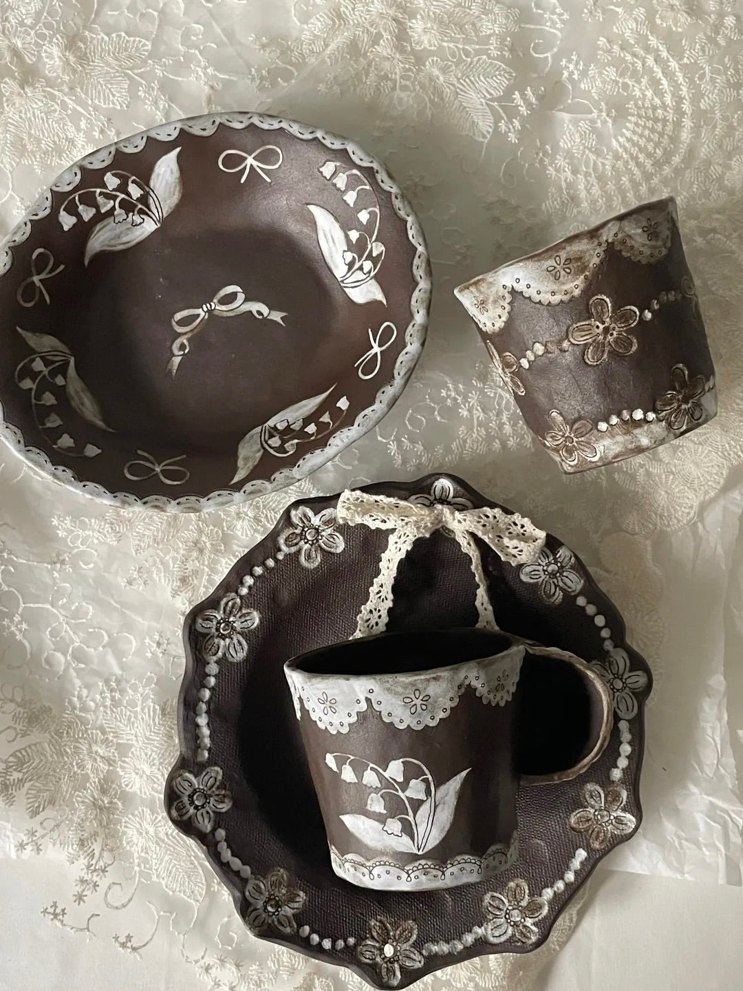 Lily of the Valley Hand-Painted Ceramic Plate