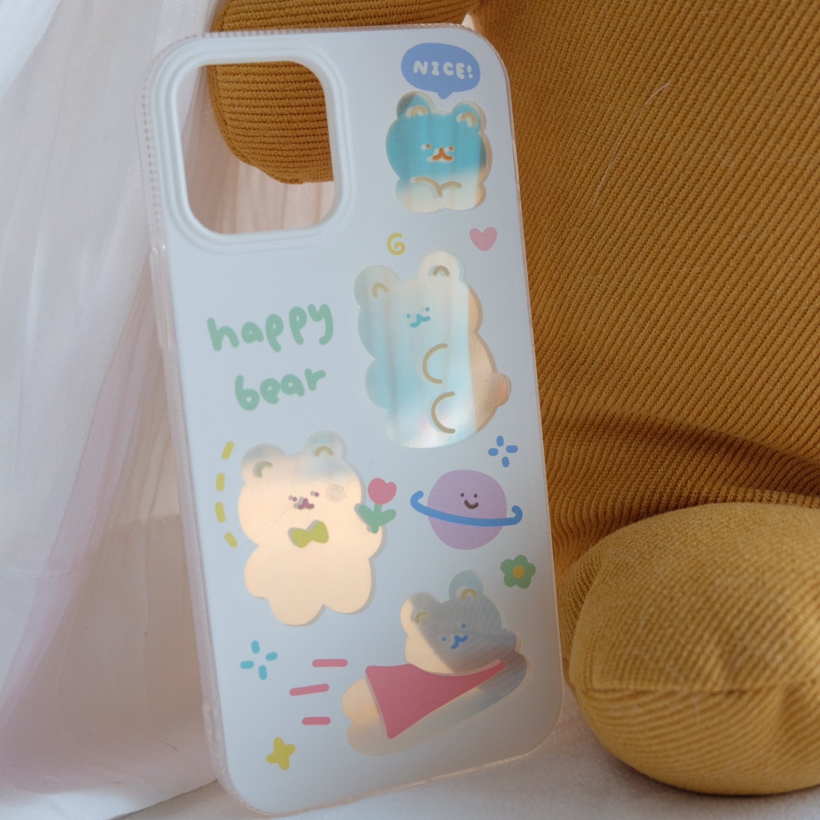 Happy bear laser phone case | phone accessories | Three Fleas