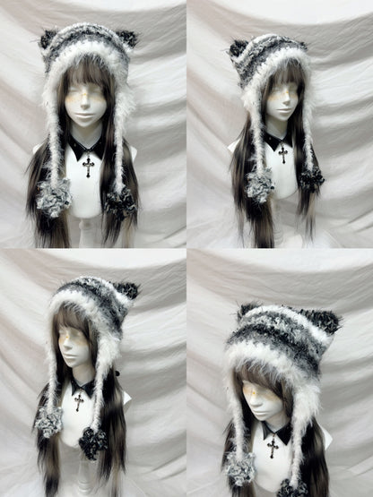 Animal Ear Pom-Pom Crochet Hat