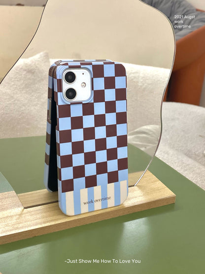 Blue and Brown Checkerboard Phone Case