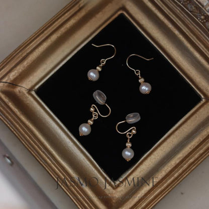 6-7mm White Freshwater Pearl Dangle Earrings