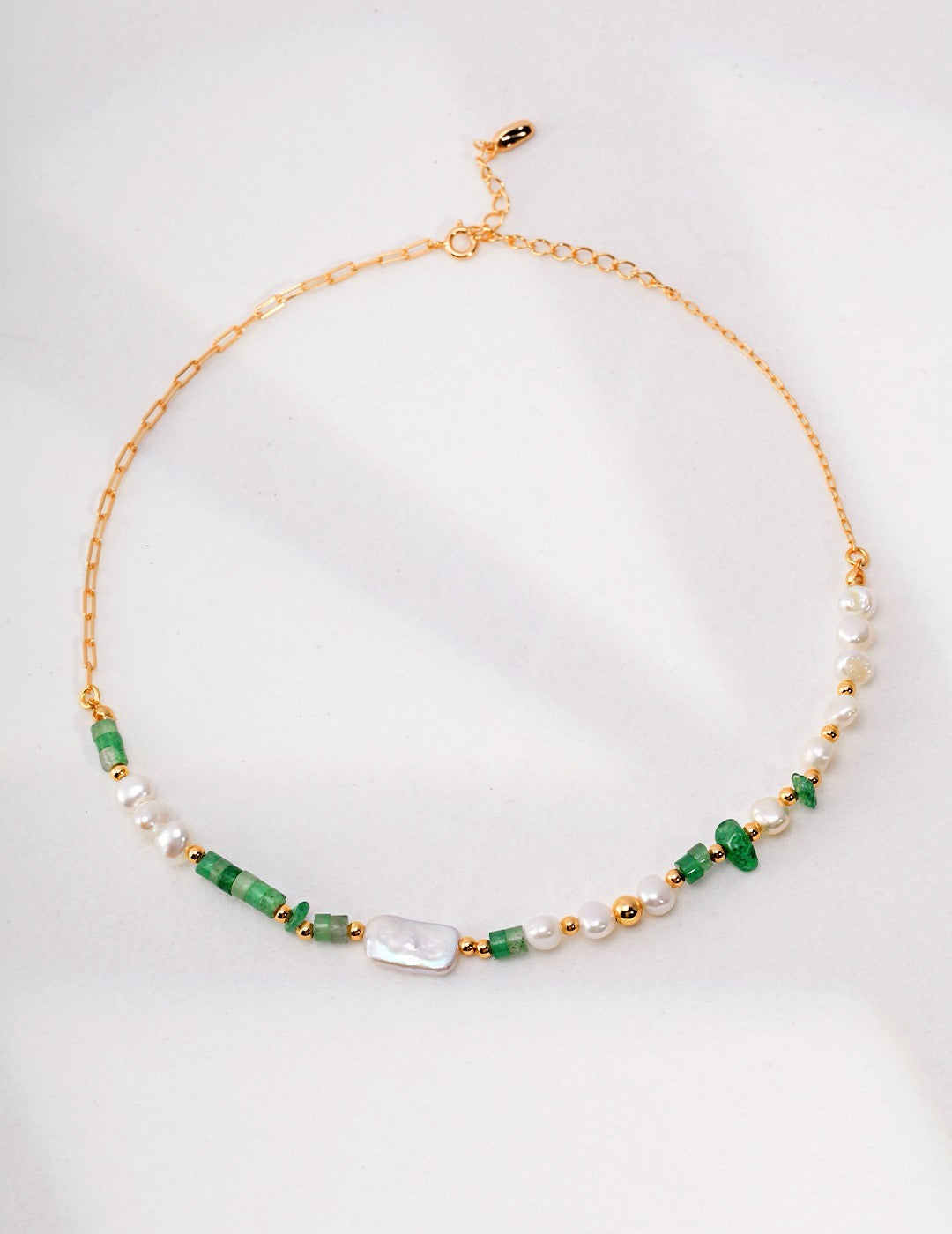 6.0-10.0mm Baroque Pearl Jade Crystal Beaded Necklace