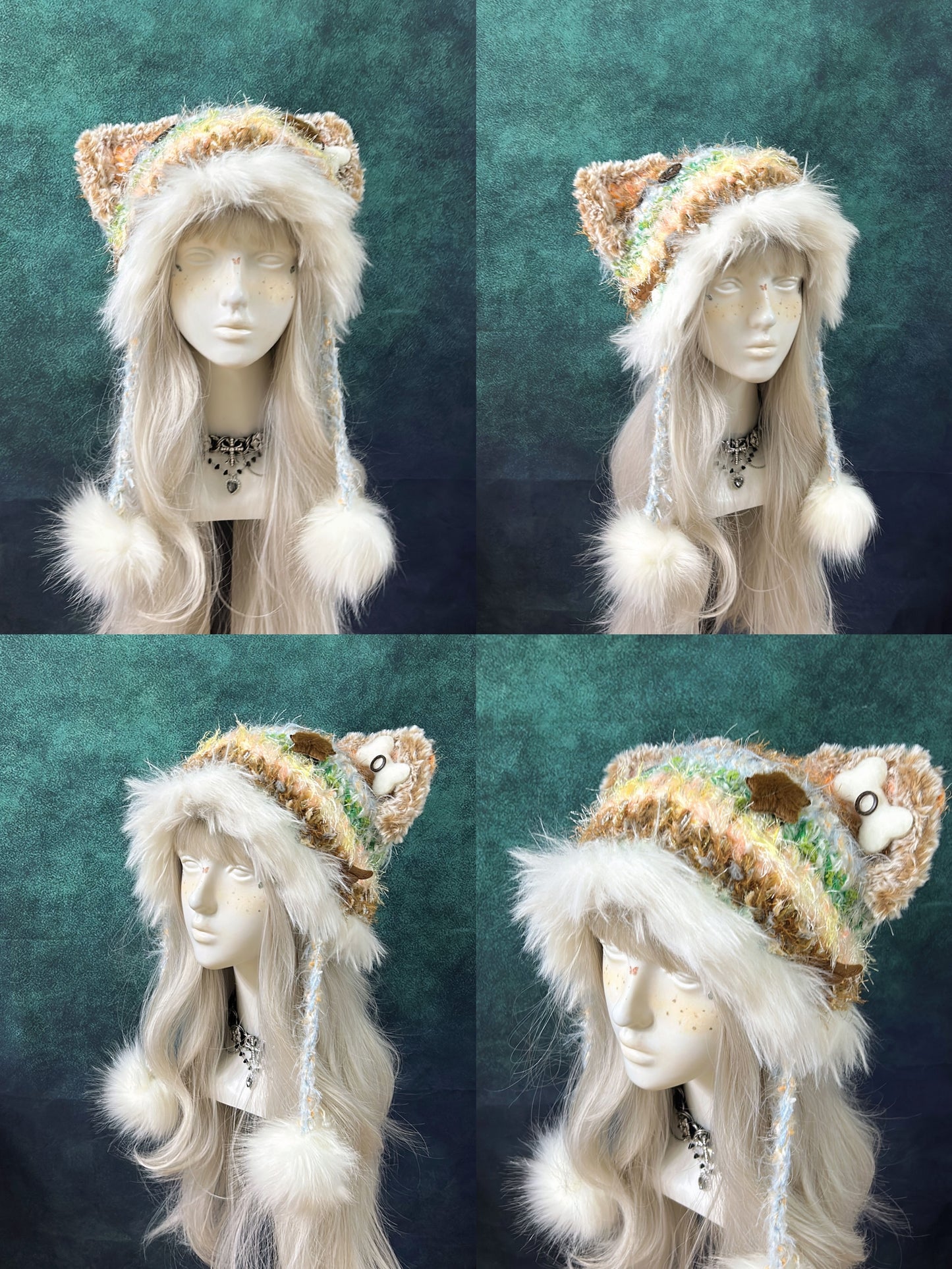 Animal Ear Pom-Pom Crochet Hat