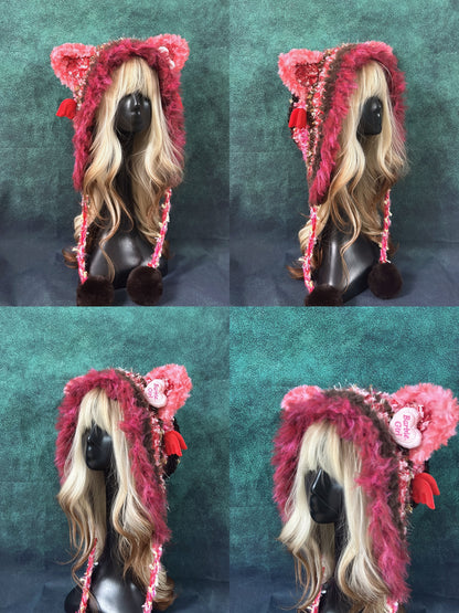 Sweet Animal Ear Pom-Pom Crochet Hat