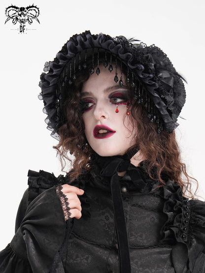 Pearl Fringe Widow Hat - DF12GX