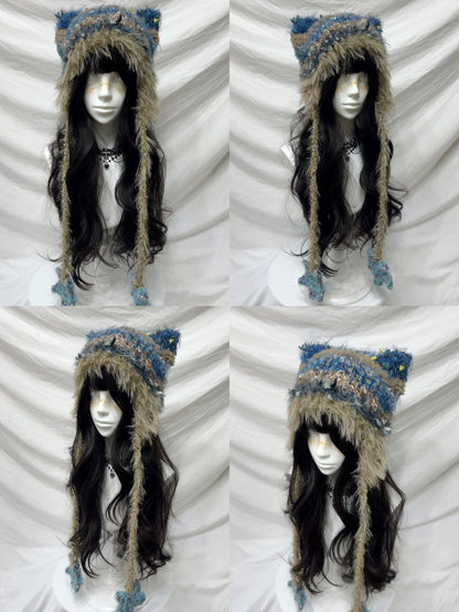 Animal Ear Pom-Pom Crochet Hat