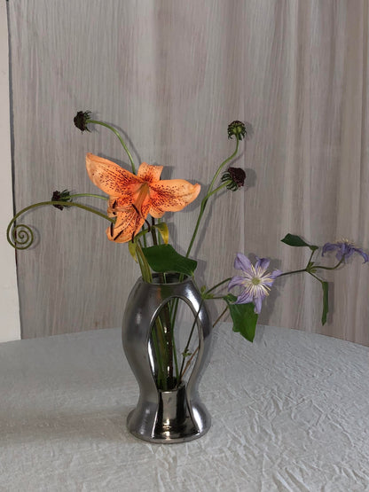 Silver Cutout Ceramic Vase
