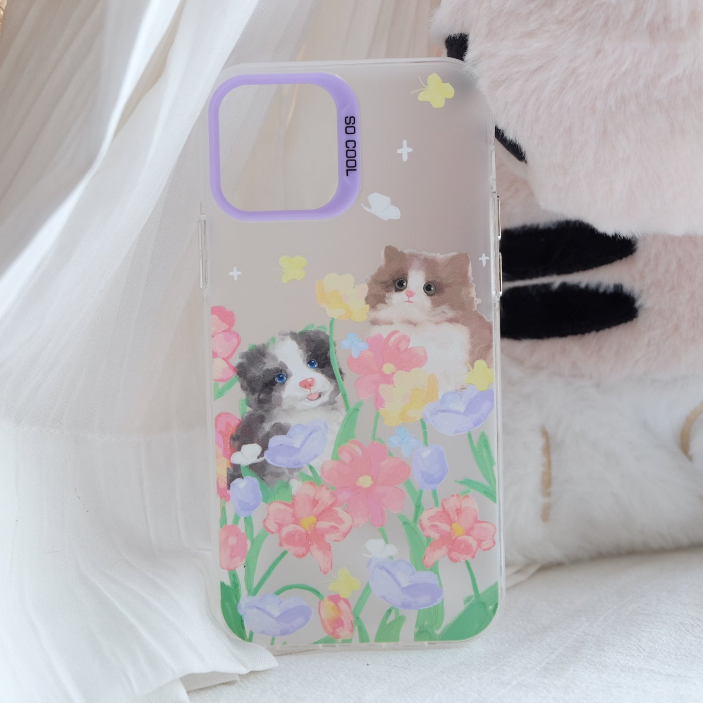 Flowery Kitten Puppy phone case