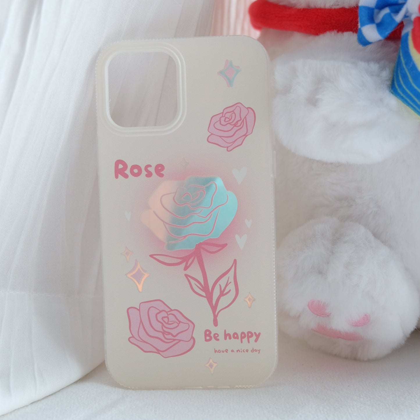 Happy rose laser phone case