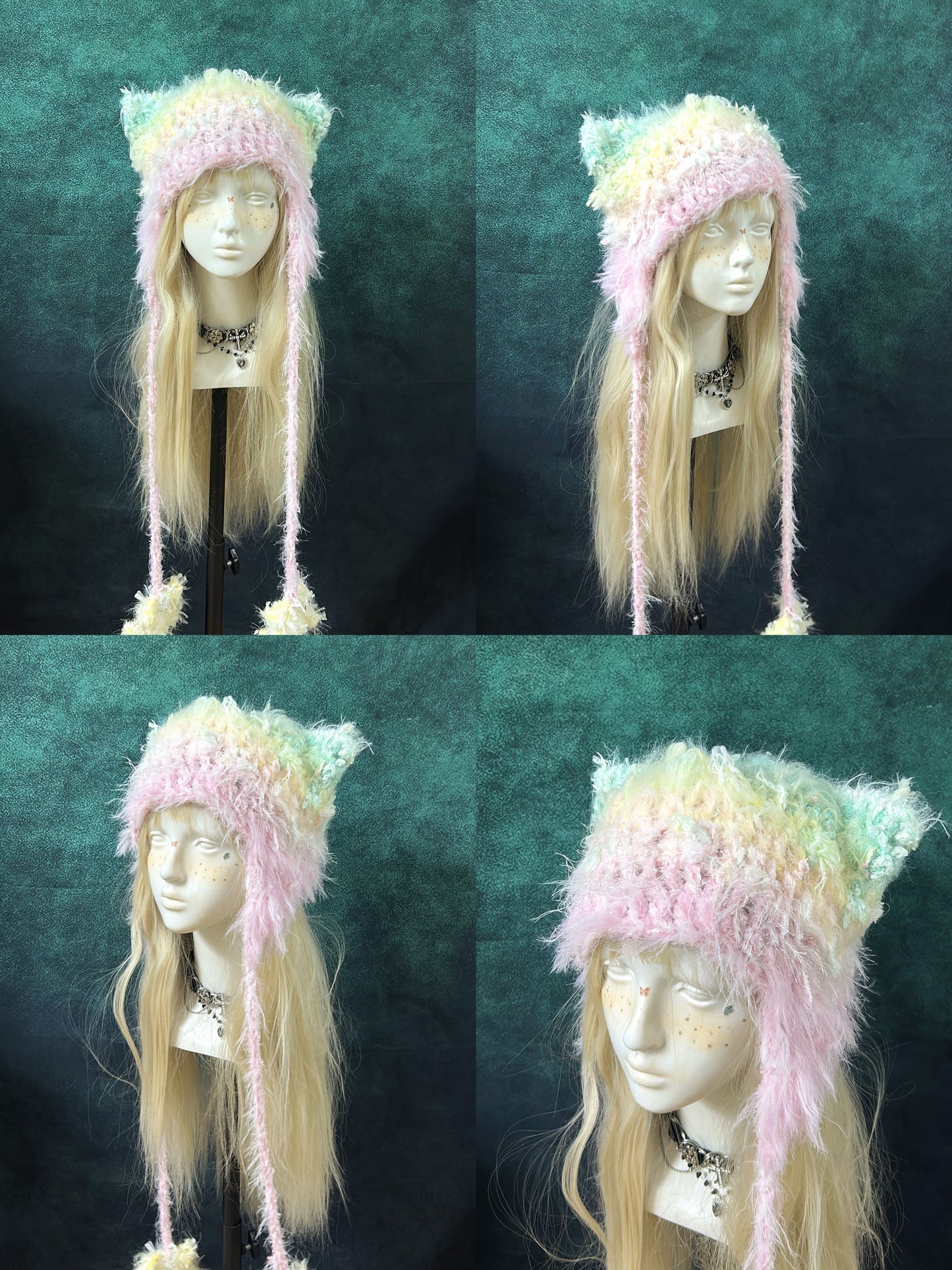 Sweet Animal Ear Pom-Pom Crochet Hat