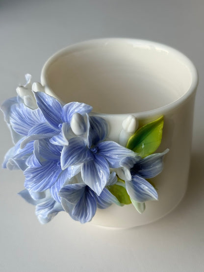 Blue Hydrangea Ceramic Cup