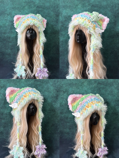 Fashion Animal Ear Pom-Pom Crochet Hat