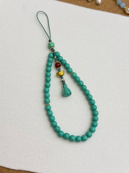Magnesite Lotus Tassel Beaded Phone Charm