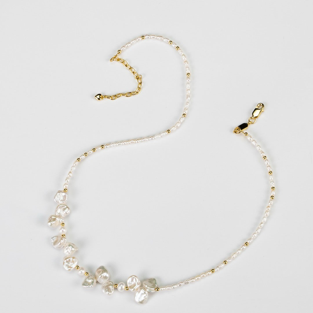 8.0-10.0mm Baroque Pearl Flower Beaded Necklace