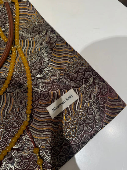 [Chinoiserie] Tree Rings Beaded Tassel Silk Bag
