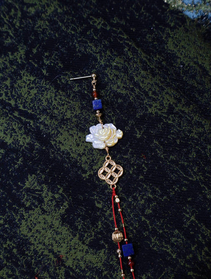 Lotus Mother-of-Pearl Tassel Earrings
