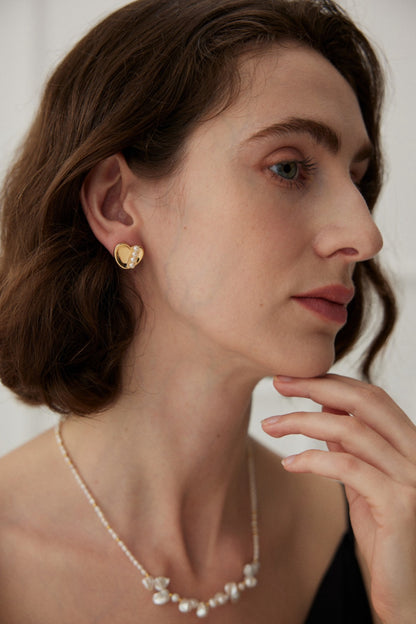 Heart Pearl Silver Earrings