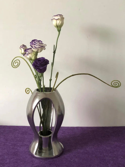 Silver Cutout Ceramic Vase