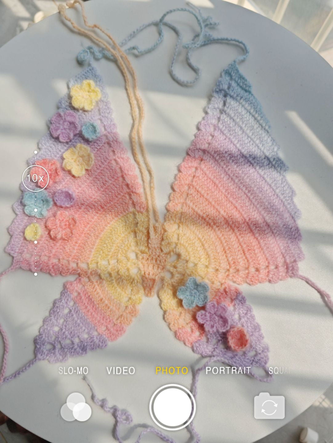 Handmade Crochet Flower Butterfly Crop Top
