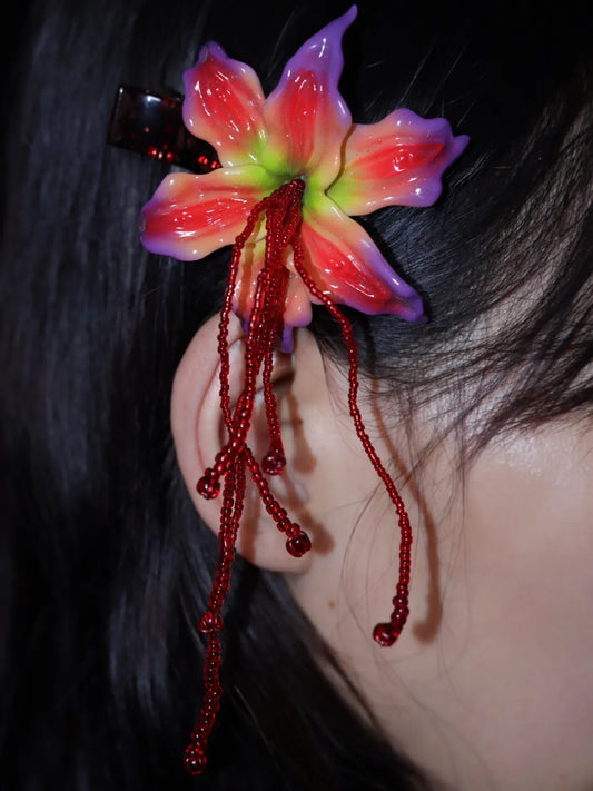 Devil Flower Tassel Hair Clip