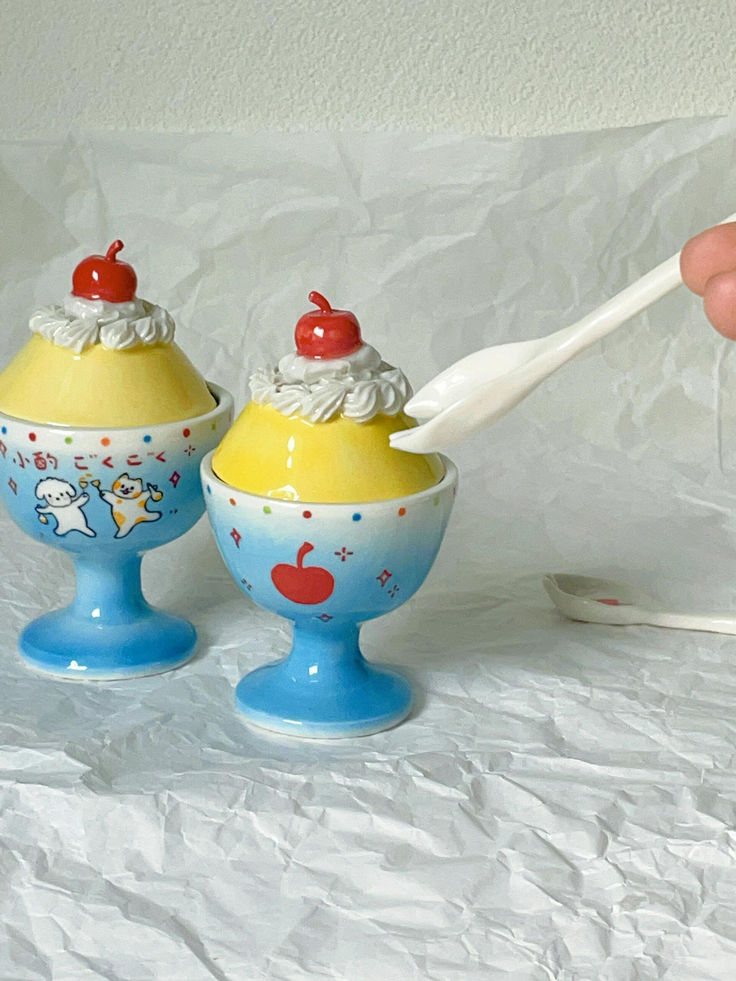 Pudding Ice Cream Hand-Painted Ceramic Cup